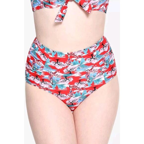 DISNEY Mulan Cherry Blossom 2pc High Waist Bottoms & Bikini Underwire Top Large - Picture 2 of 9